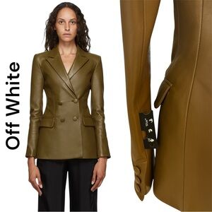 2013 100% Authentic OFF-WHITE Virgil Abloh Leather Blazer Jacket Military Green